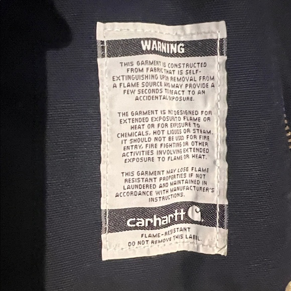Carhartt FR Duck Bomber Jacket Coat Lined Quilted Navy Men’s Size Medium - Picture 11 of 12